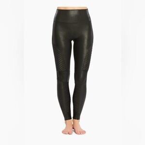 SPANX Black Leather Look Motto Leggings